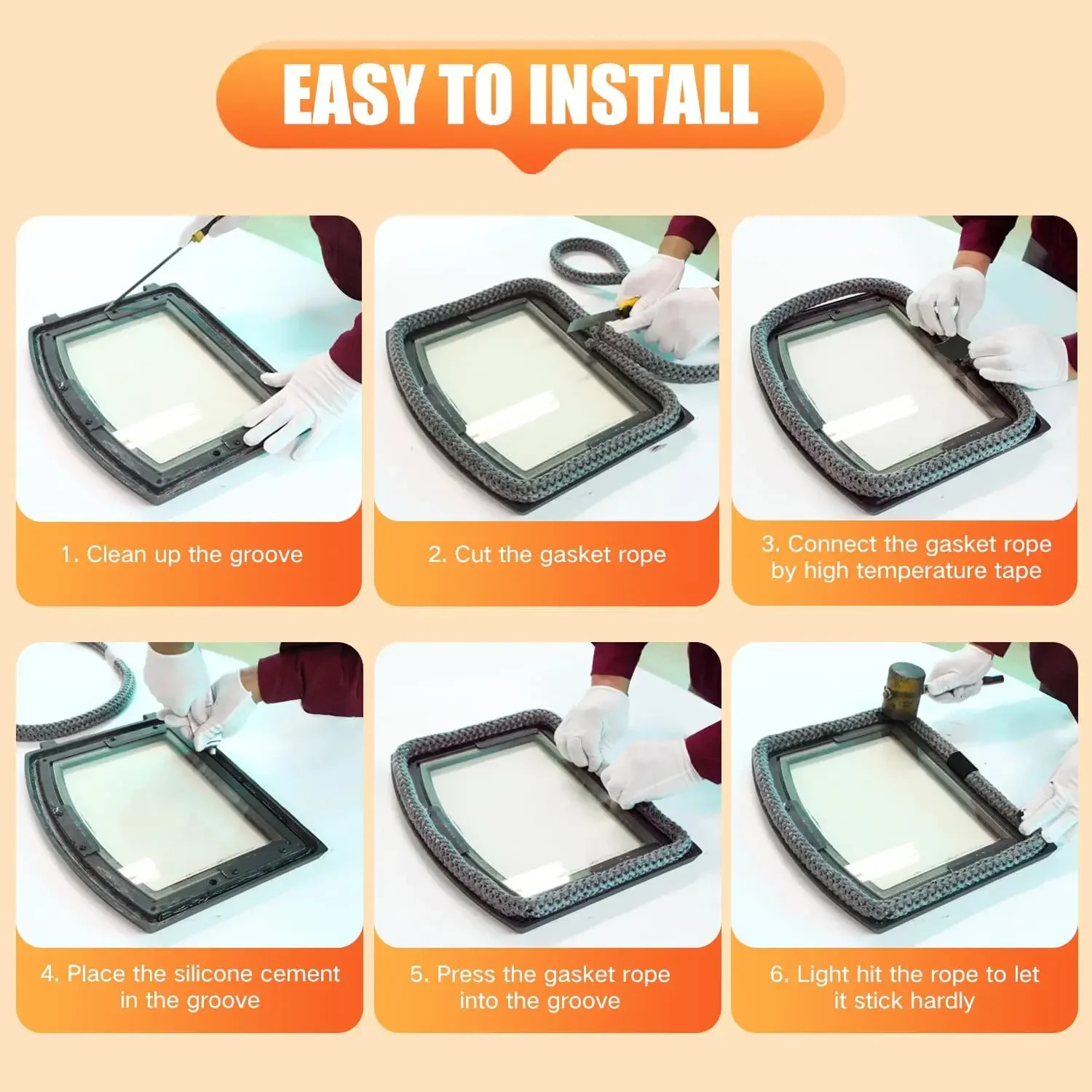 Wood Stove Gasket Fireplace Sealing Rope Fireproof Fiberglass Wood Stove Door Gasket Log Burner Door Seal for Chimneys Boiler 2m stove rope seal