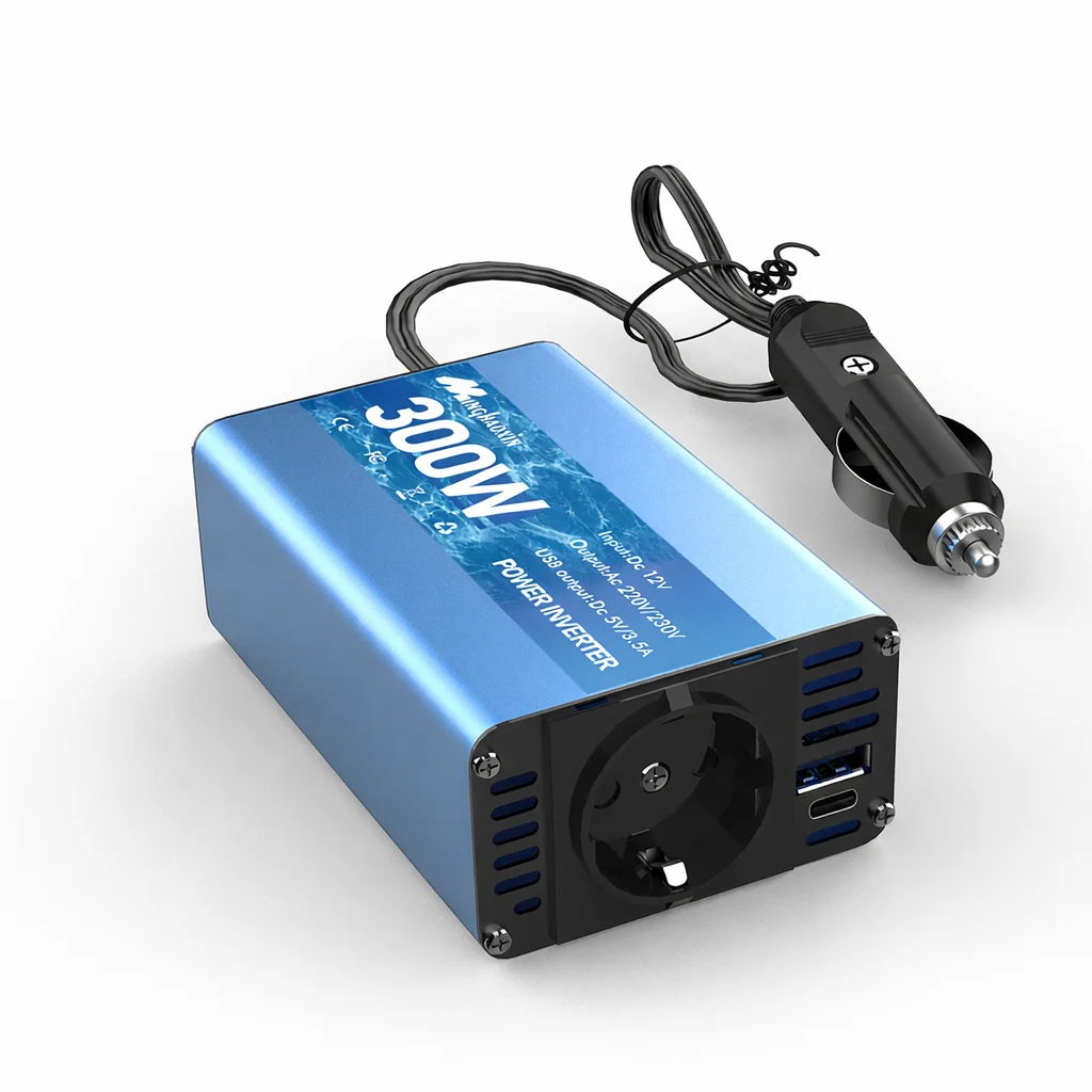 미국 EU 범용 소켓 300W 강력 자동차 인버터 (시거잭 플러그 포함) DC 12V에서 AC 110V 220V로 변환, USB 타입-C 고속 충전