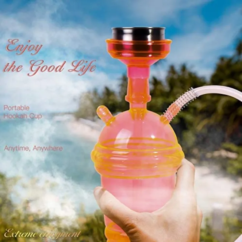 WEPUFF Design Cool Travel Shicha Plastic Sheesha Portable Small Retail Car Hookah Cup Shisha Set with LED Light Smoke Pipe