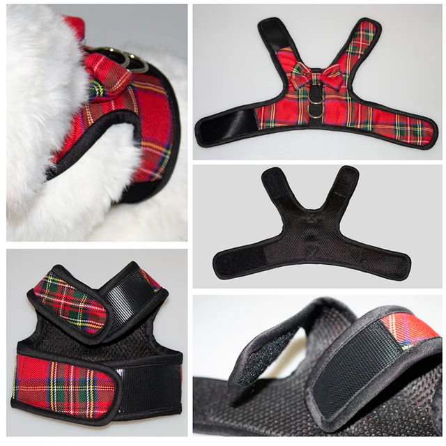 Adjustable Dog Harness Dog Vest with Leash Set Lattice Pet Harness For Puppy Chihuahua Small Dogs Leash Set With Bow Pet Clothes 2