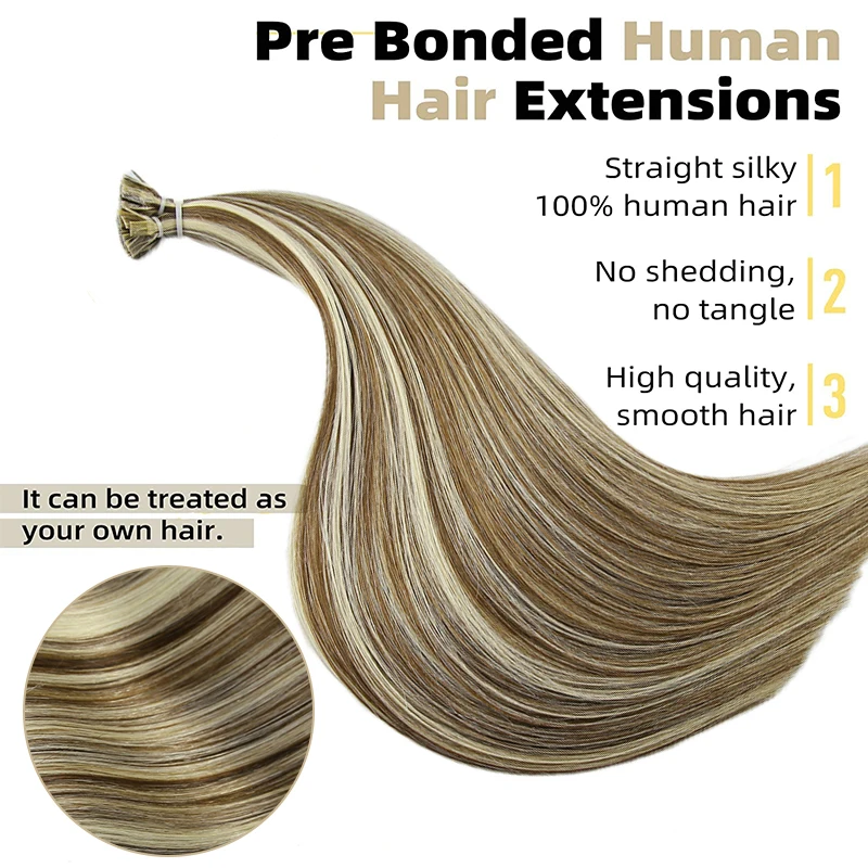 Human hair extension Straight Flat Tip Human Hair Extensions Natural Original Keratin Capsules 0.8g/1g/Strand 50pcs Fusion Extensions For Hair