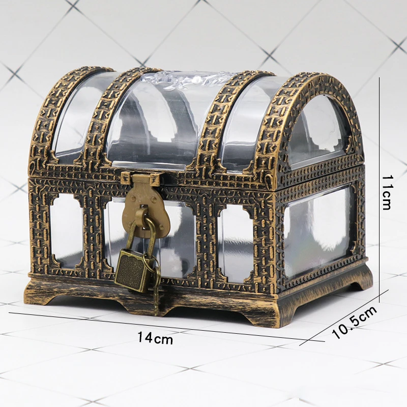 Pirate Treasure Chest with Lock – Transparent Pirate Jewelry Box for Gemstones, Crystal... - SKU PTCL2333 - UGI Packaging