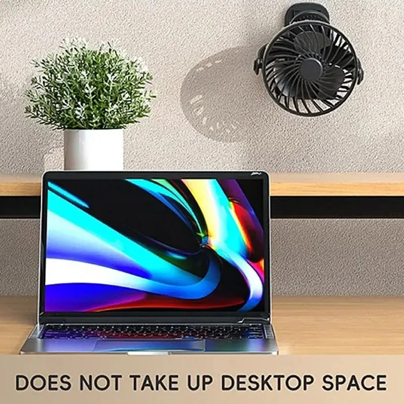 Portable Clip on Fan USB Desk Fan 3 Speeds Quiet Wind 720° Rotate Personal Electric Fan Standing fans For Office Student Deskto