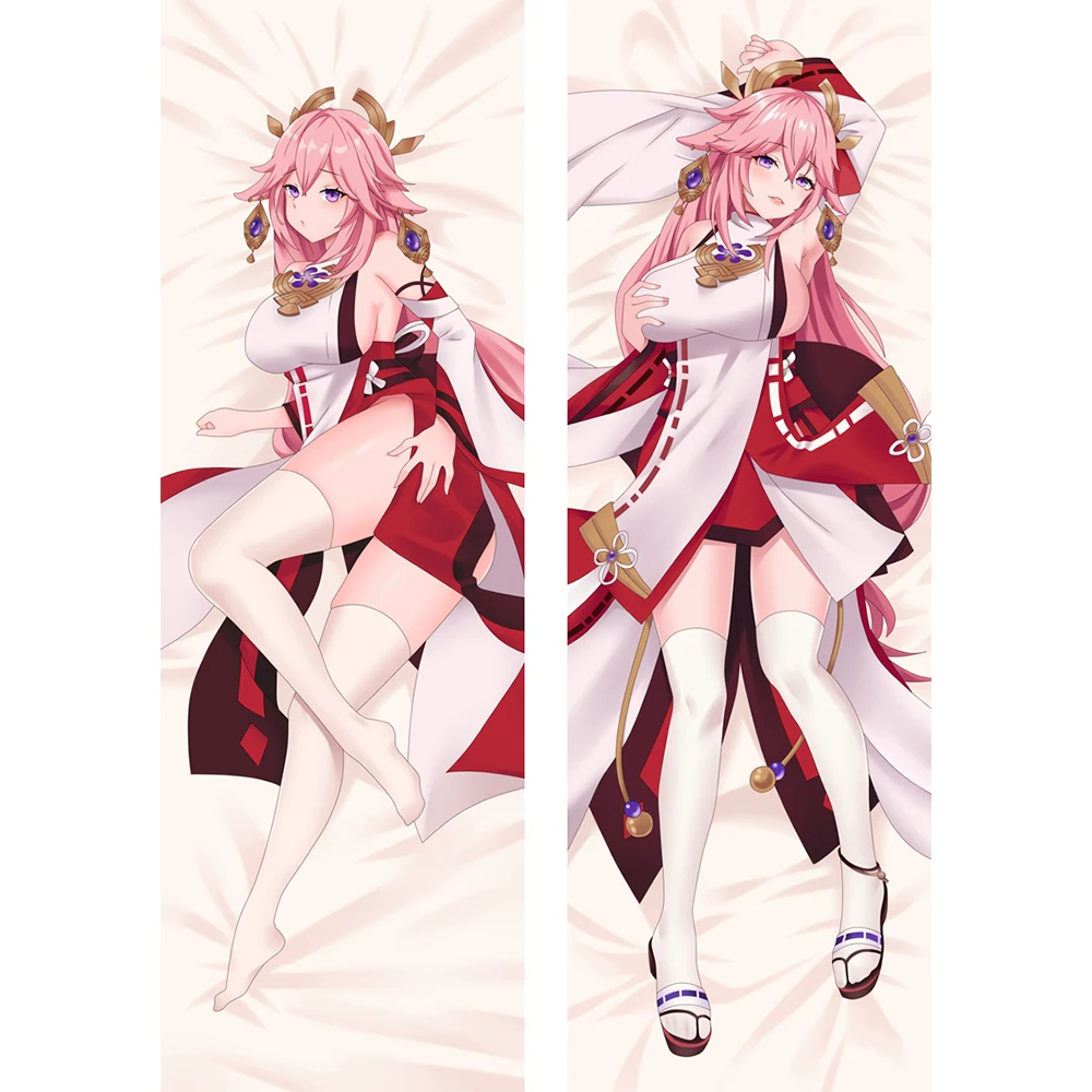 

60*180CM Genshin Impact Dakimakura Anime Pillowcase Inazuma Yae Miko Bedding Pillow Customize Hugging Body Pillow Case