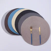 1pc Round Woven Placemats PP Waterproof Dining Table Mat Non-Slip Napkin Disc Bowl Pads Drink Cup Coasters Kitchen Decoration 1