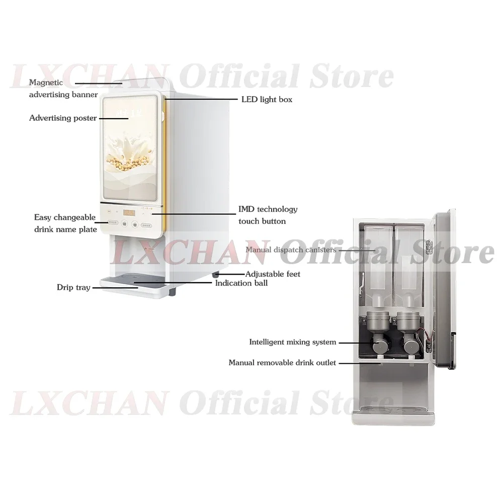 HomeWise CIMT2 Commercial Instant Soymilk Maker Automatic Instant Beverage Maker Soymilk/Coffee/Milk/Hot Chocolate 110V 220-240V 3