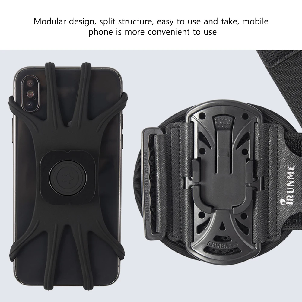 360 Degree Rotation Mobile Phone Holder Wearable Armband Wrist Case Adjustable Wristband Phone Case Removable for Sports Fitness 4