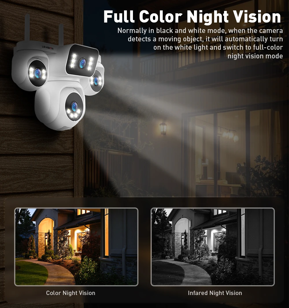20MP IP Camera with 5m Cord 12X Zoom WiFi Security Cameras 4 Screens Night Visio