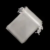 25/50PCS Drawable Party Supply Wedding Christmas Favor White Pouches Organza Gauze Sachet Gift Bags Drawstring Pocket 2
