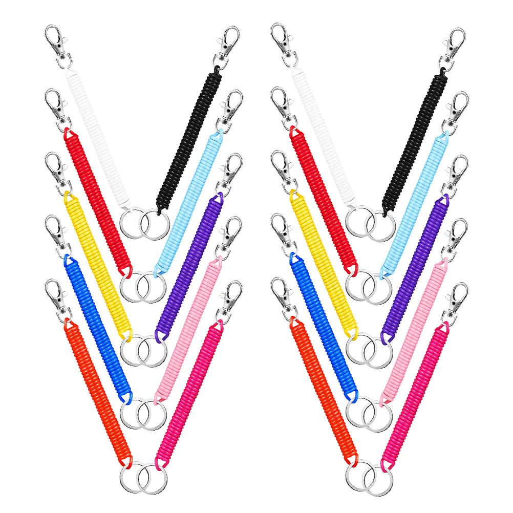 

20 Pcs Wrist Keychain Spring Coil Spiral Outdoor Lanyard Leash for Purse Elastic Rings