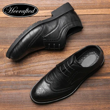 Hecrafted – chaussures en cuir pour hommes, style classique, décontractées, de styliste, Derby, marque de luxe, 2022