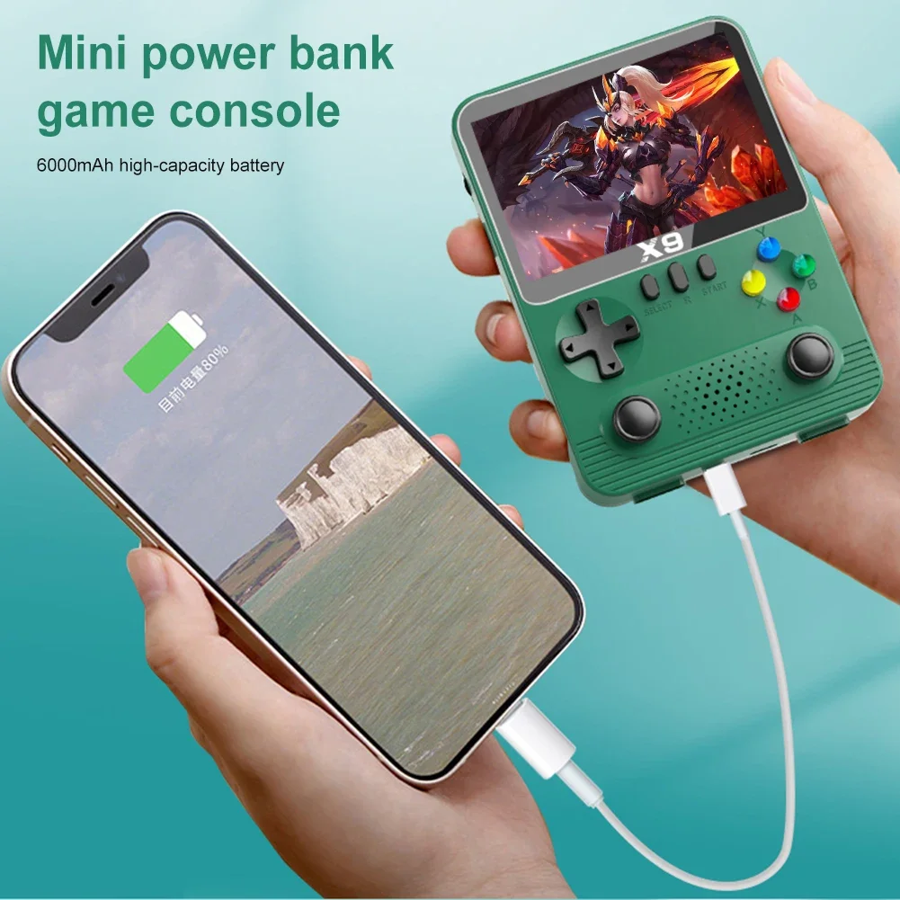 New X9 Retro Video Game Console 6000mAh Power bank 3.5in IPS Dual 3D Joystick 11 Simulator Game Player Built in 10000+ Games - Image 3