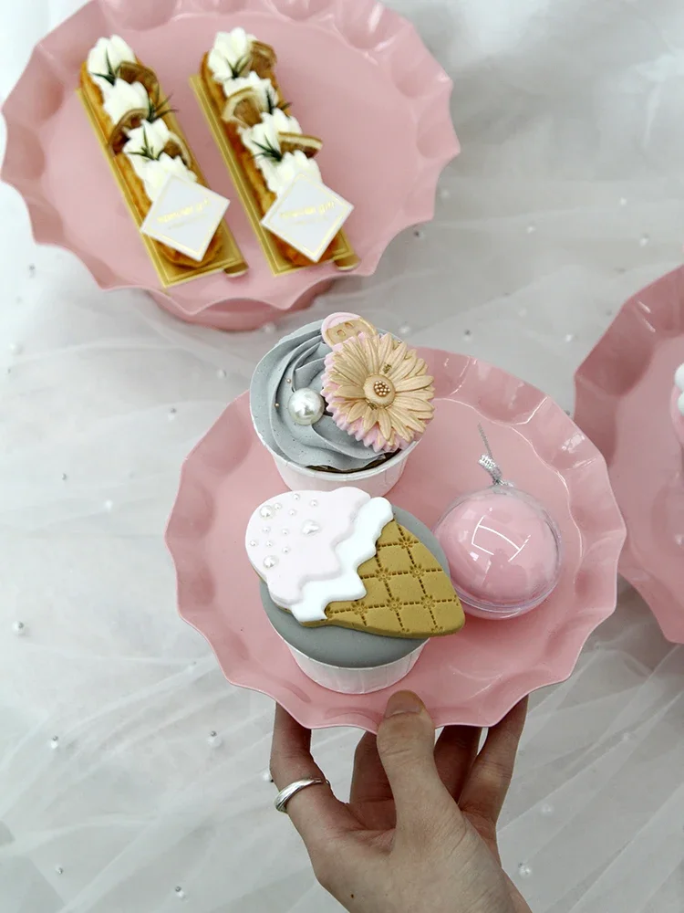 Pink Wedding Cake Stands Food Cupcakes Dessert Display Rack Holder for Party Bakeware Dinnerware Food Tray Girl Princess Party