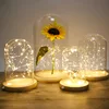 2sets/pack Big Size Cylinder Glass Dome Vase Home Decor Side Switch Luminous Base Transparent Cover DIY Gift Wedding Prop 6