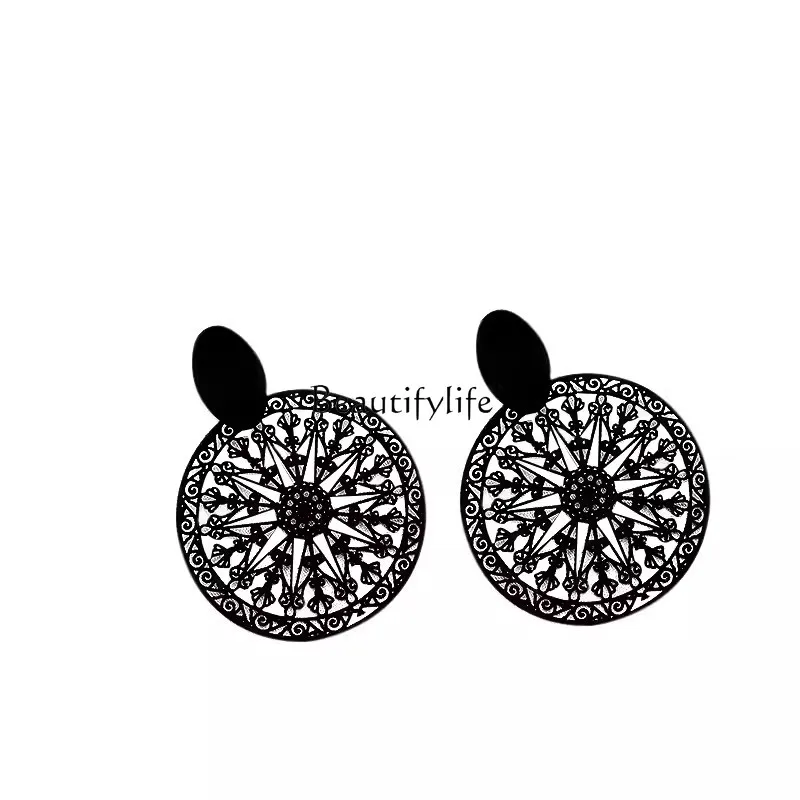 

Black Personalized Chic Earrings National Style Exotic Graceful Earrings