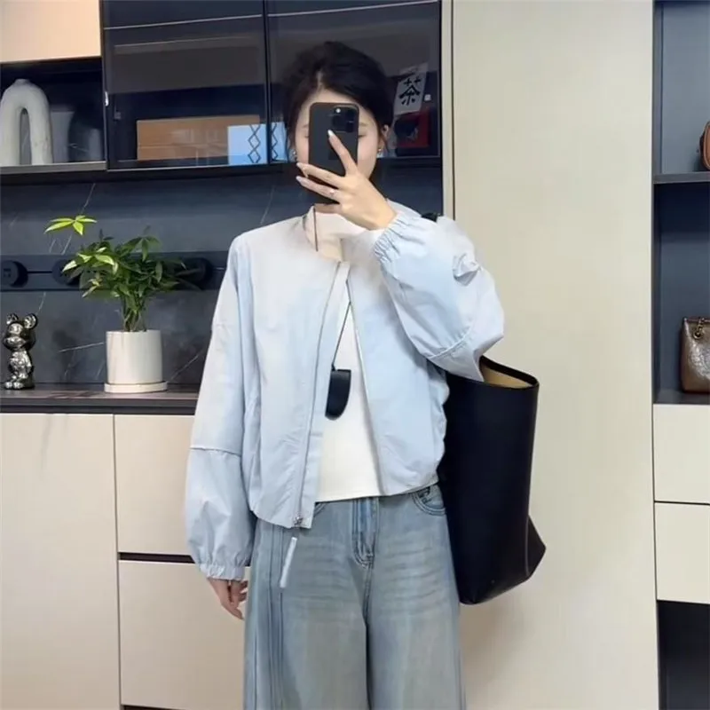 Korean Version Simple Women's Round Neck Solid Color Short Coat 2026 Spring New Female Casual Loose Jacket Joker Little Overwear 80 S6e181440e2c141a3937c9c4e84adc2f8n