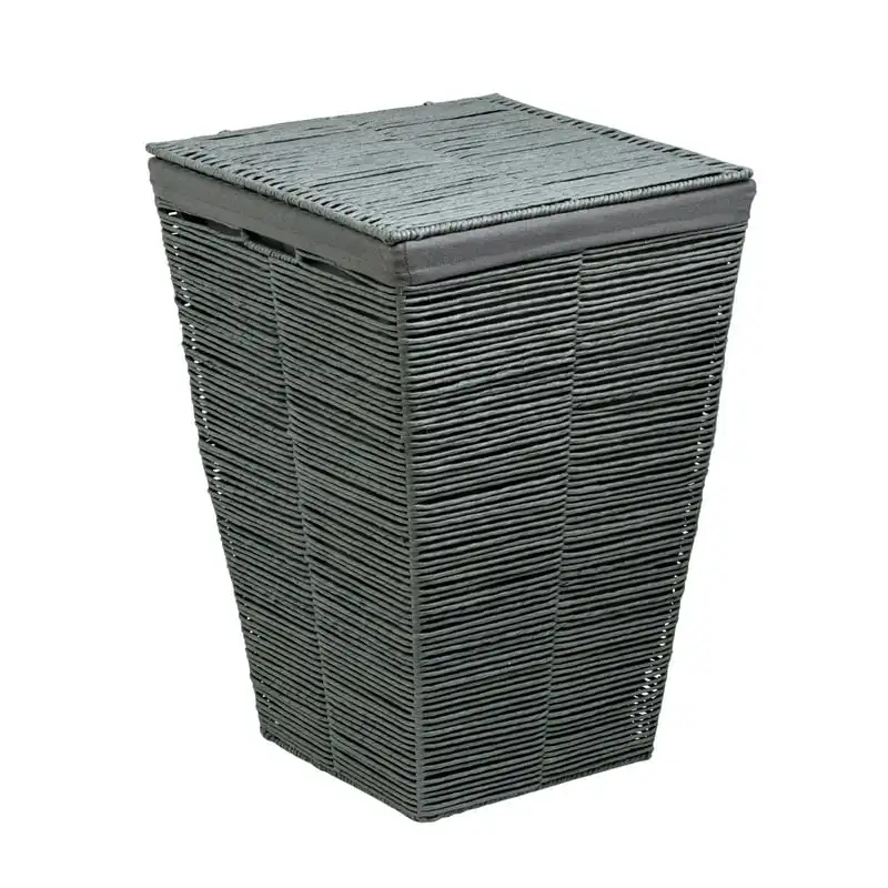 

Can Do Coastal Collection Laundry Hamper with Lid, Cool Gray