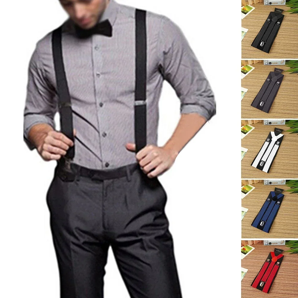 Women Men Fashion Elastic Suspenders Black Adjustable Y-Back Classic Clip-on