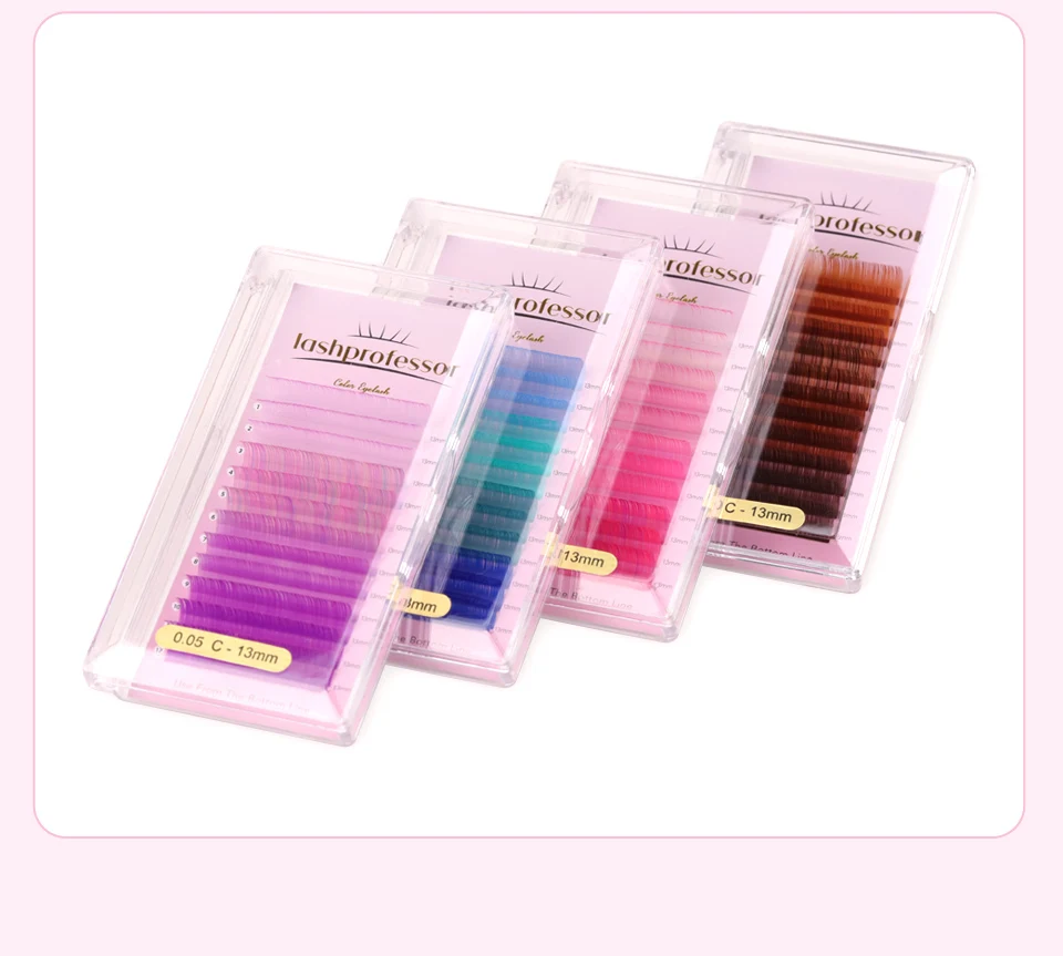 Farbige Wimpern Ombre Farbe Rot Lila Blau Rosa Gelb Grün Braun Faux Nerz Bunte individuelle Wimpernverlängerung Make-up Cilios – Detail 15
