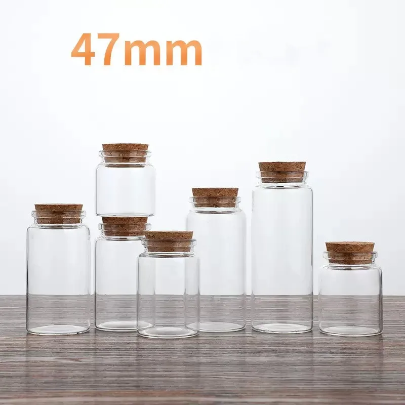 5X 50ml-240ML DA47mm Big Glass Vials With Cork Empty Glass Jars Mini Glass Bottles Vials Jars Container Storage Wedding Decor 5