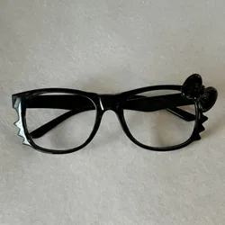 Pink Leopard Print Vintage Bowknot Eyewear - Large Round Frame Glasses Without Lenses (Black)