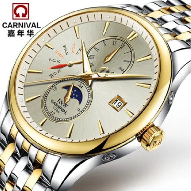 Switzerland I W Carnival Automatic Moonphase Watch for Men Luxury Brand Mechanical Watch Men calendar 2022 Waterproof Mitlitary