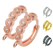 

Round 1.8*1.7cm 2 Pairs of Zircon Earrings Hook Buckle Accessories DIY Ladies Tassel Wedding Earrings Making Circle Decorations