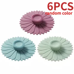 Sunflower Silicone Cup Covers - Multipurpose Dustproof Lids (Set of 3/6) (6PCS random color)