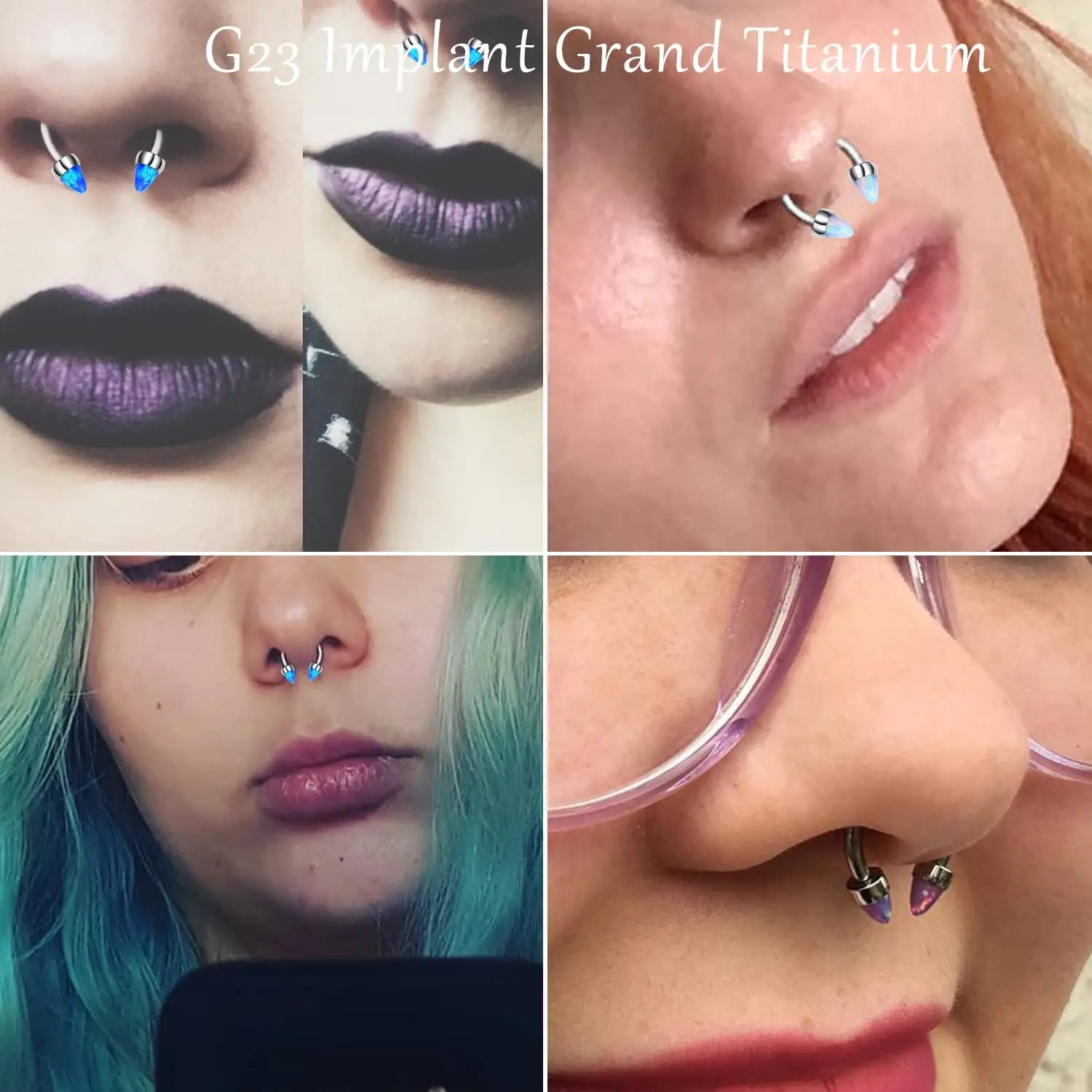 VOJO Titanium Septum Eyebrow Rings Opal Horseshoe Nose Ring