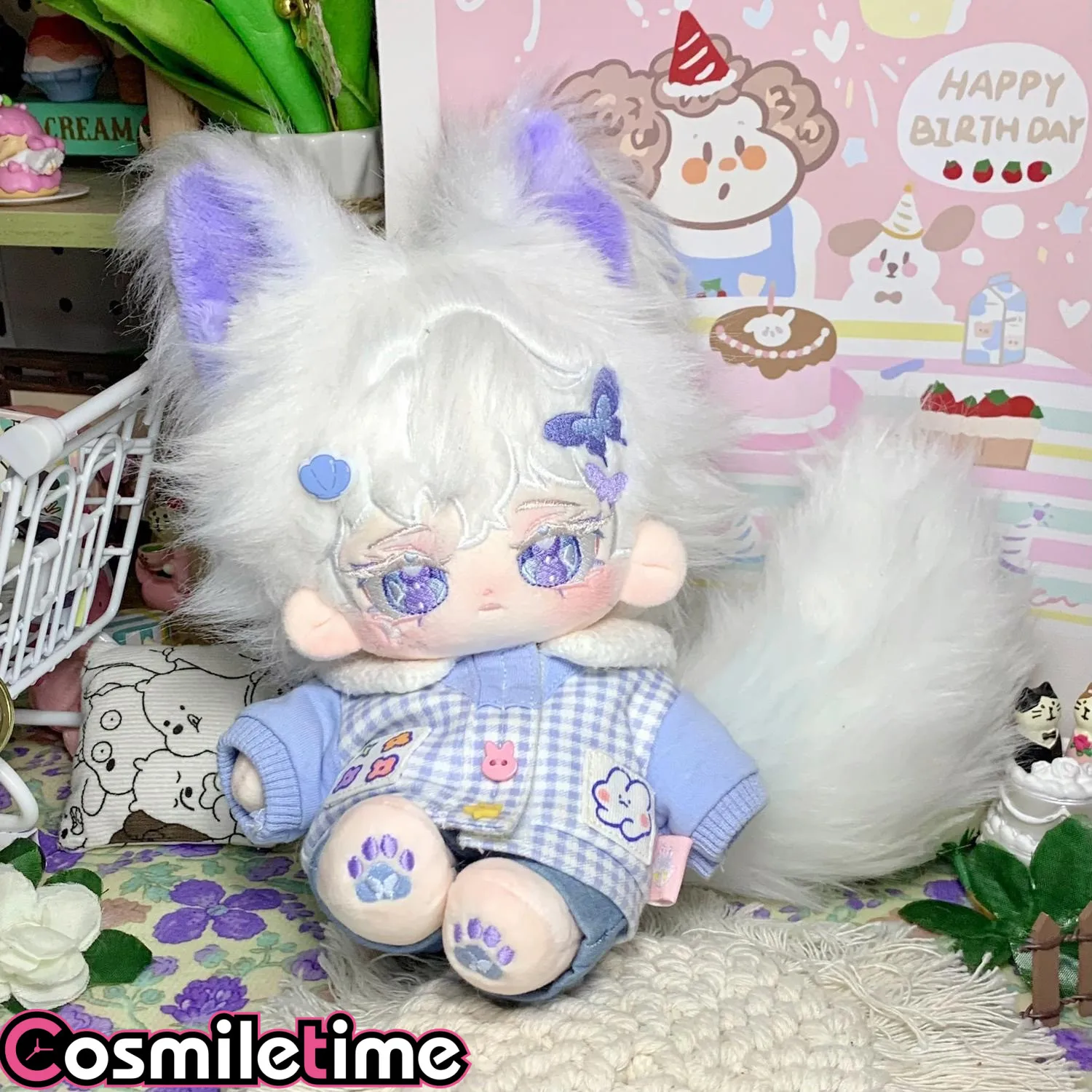 

Искусственная аниме-фигурка, фиолетовая бабочка, принцесса, мягкая плюшевая игрушка, плюшевая кукла, одежда, животные, мягкая подушка, игрушка для детей, подарки