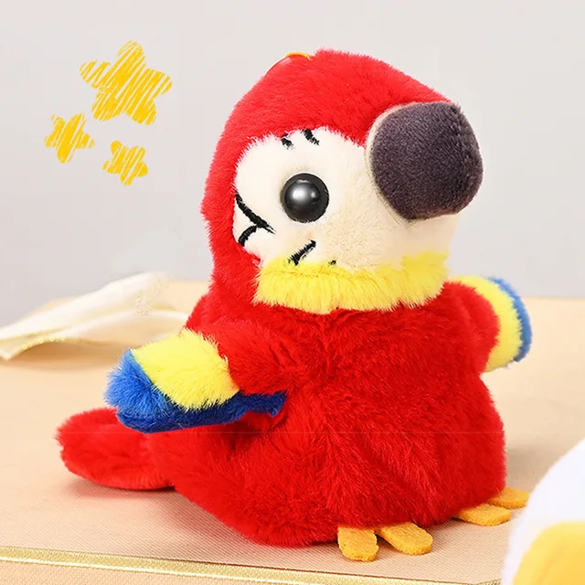 Cute Electric Screams Parrots Moving Wings Plush Stuffed Doll Simulation Parrot Bird Animal Bag Keychain Pendant Decoration Toy 4