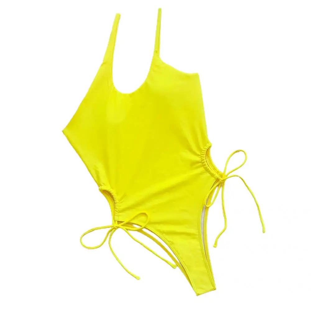 Lace Up Hollow Out Colorfast Lady Swimwear for Swimming   Monokini Lace Up Hollow Out Colorfast Lady Swimwear for Swimming