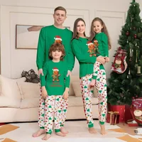 Cute Gingerbread Man Print Christmas Family Pajamas Set Father Mother Kids Girl Baby Top+pants Matching Outfits Xmas Sleepwear 1