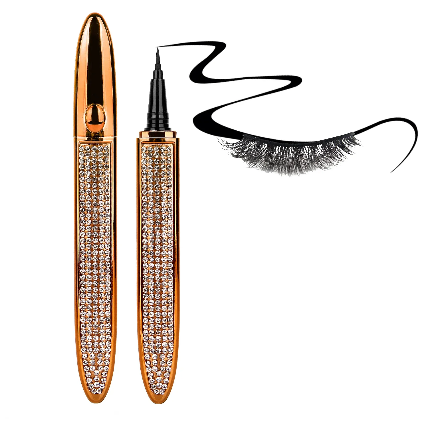 2 In 1 Zelfklevende Wimpers Eyeliner Potlood Langdurige Geen Lijm Non Magnetische Sneldrogend Wimpers Steken Eye Liner pen