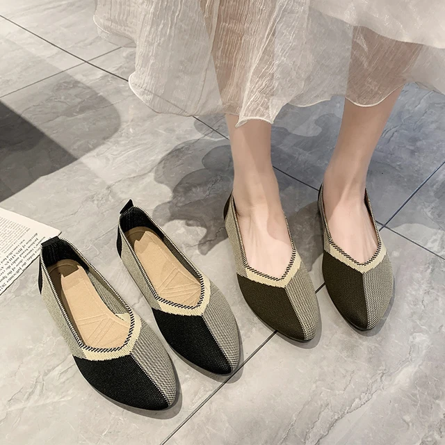 Women shoes flat shoes 2023 spring and autumn new style pointy mesh flats  fashion breathable anti-skid beautiful color blocking - AliExpress
