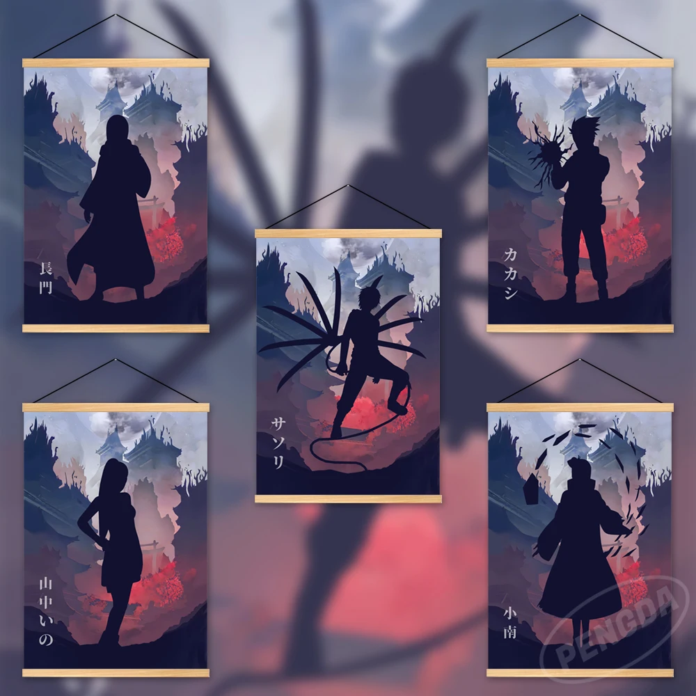 

Canvas Anime Print Naruto Wall Art Sasuke Home Decoration Gaara Hang Painting Uzumaki Wooden Hatake Kakashi Picture Living Room