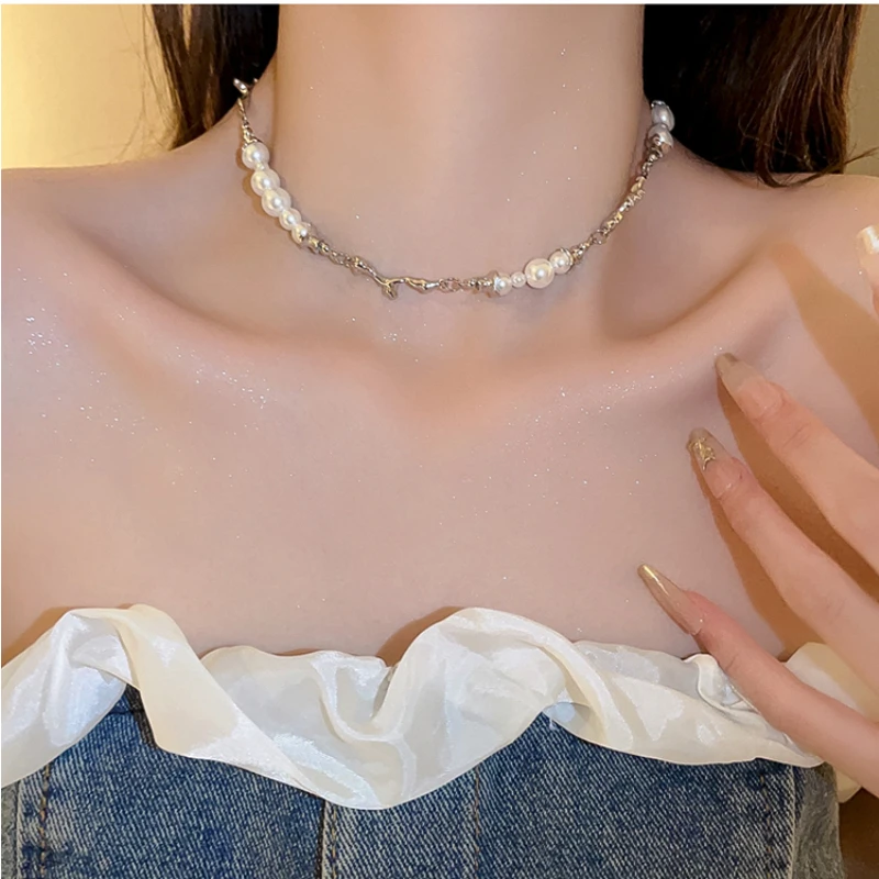 

KAITIN Metal Chain Pearl Necklace Design High Grade Elegant Clavicle Chain 2023 New Neckchain Accessories for Women