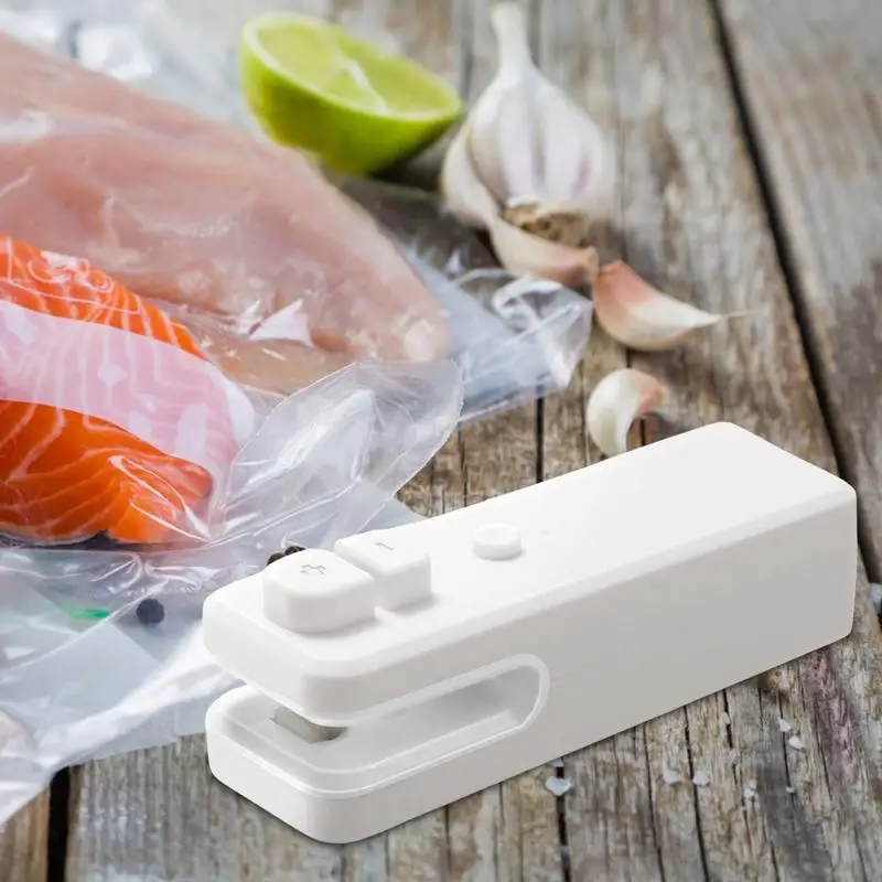 

2 In 1 Mini Bag Sealer USB Portable Heat Sealer Vacuum Heat Sealer And Cutter Adjustable Food Sealer For Kitchen Keep Fresh