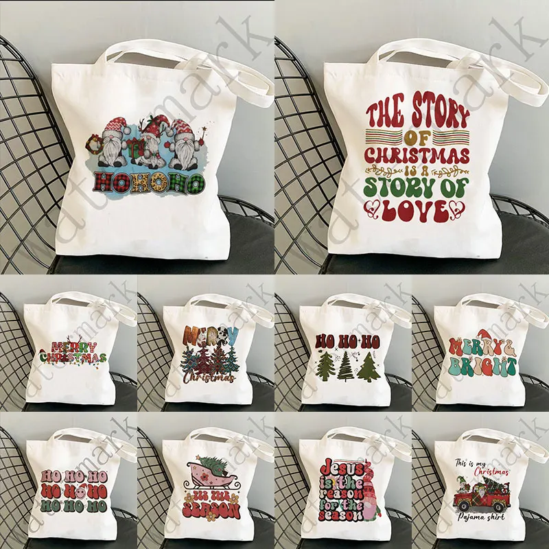 

Christmas Gift Storage Shoulder Bag Woman Cute Tote Bag Eco-Friendly Canvas Bag Ladies Reusable Outdoor Shopping Bag Handbag
