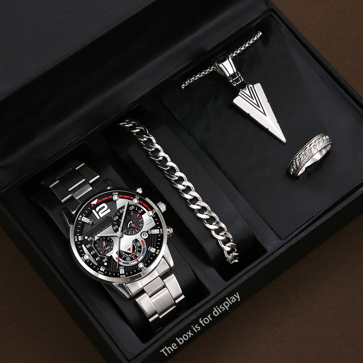 4pcs men's fashionable all-match handsome watch set birthday and holiday gift 2