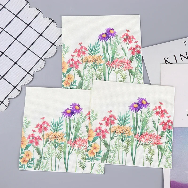 New Floral Colorful Printed Tissue Paper Napkins Forest Wedding Party Butterfly Bone Butterfly Bart Paper 20pcs Placemat