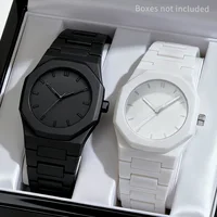 2PCS Fashion Men Quartz Watches Set Casual Plastic Band Man Sports Wristwatch Reloj Hombre（Without Box）