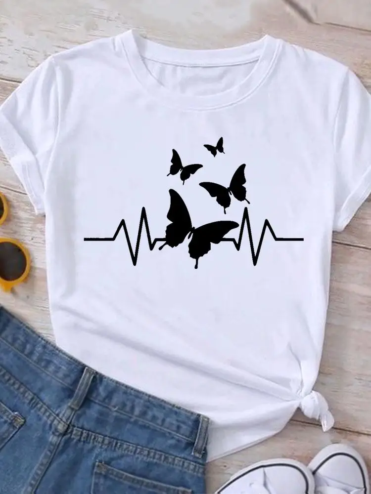 

Butterfly Love Trend 90s Graphic T Shirt Summer Casual Clothing Short Sleeve Women Print Fashion Clothes Tee T-shirt Female Top