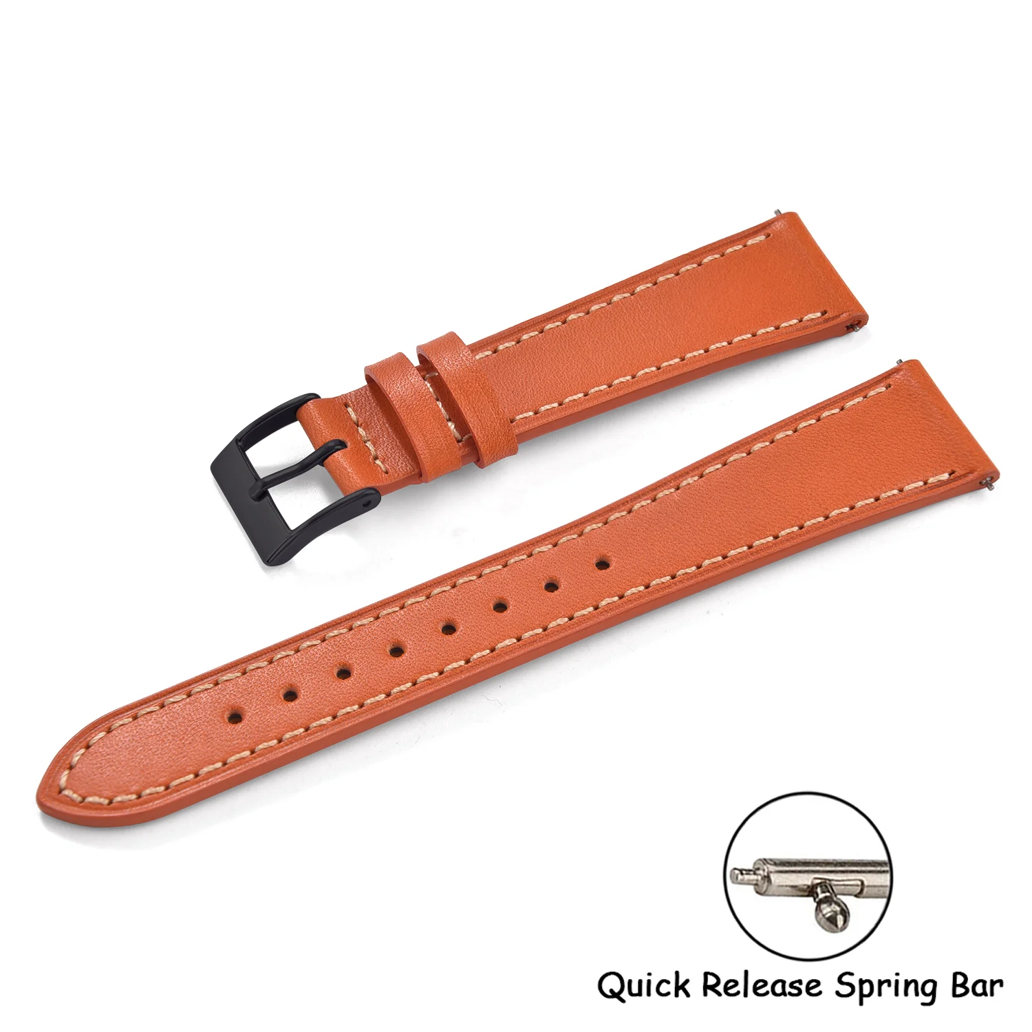 Universal Retro Leather Watch Band - Quick Release Strap