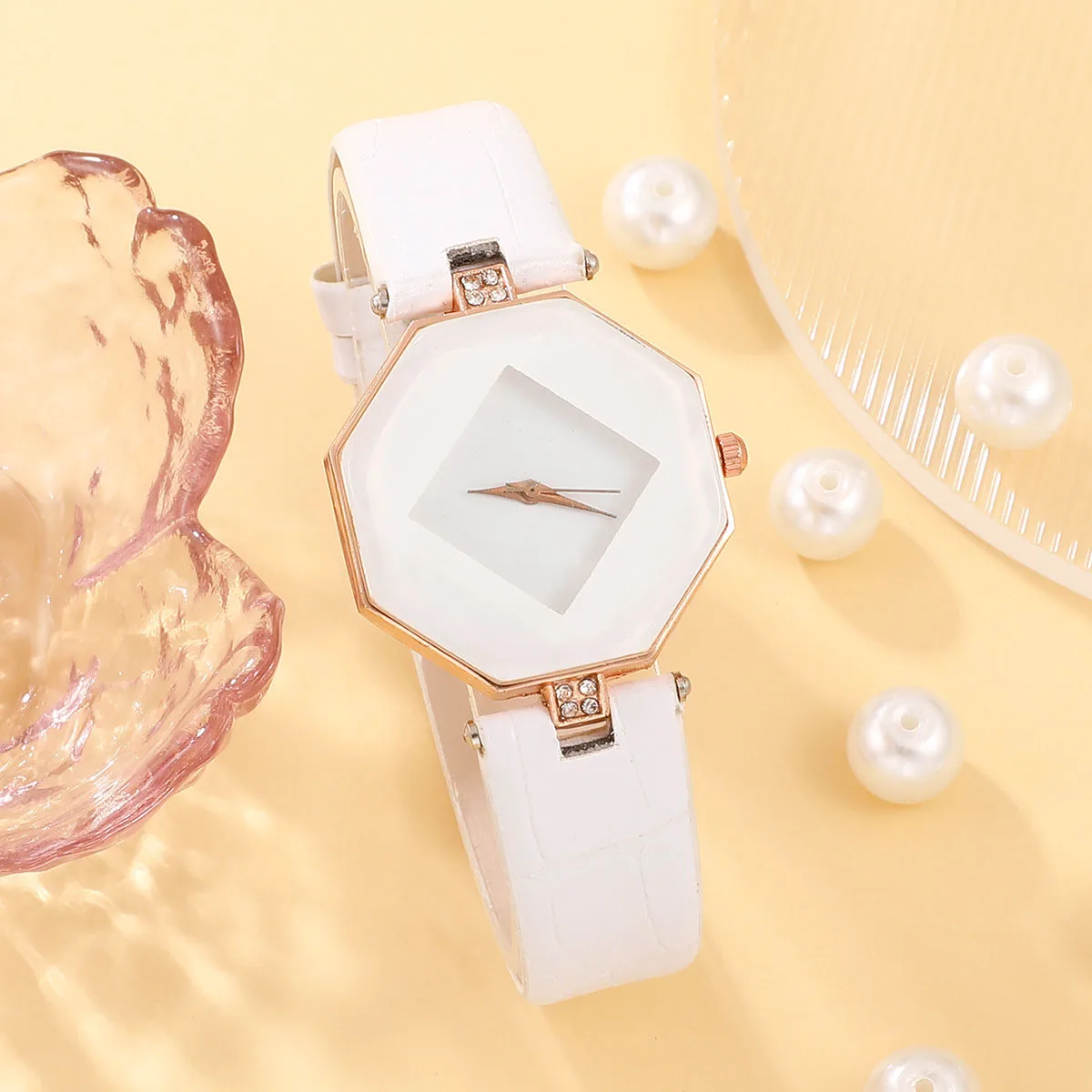 Korean Luxury Womens Watch with Angular Diamond Mirror
