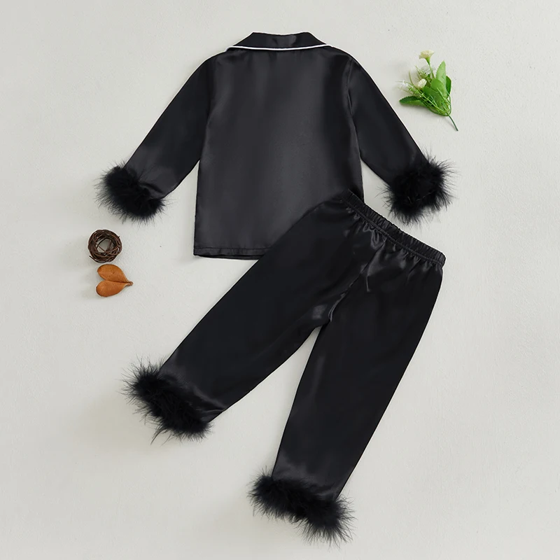 Children Kids Baby Girls Satin Pyjamas Set Sleepwear Loungewear