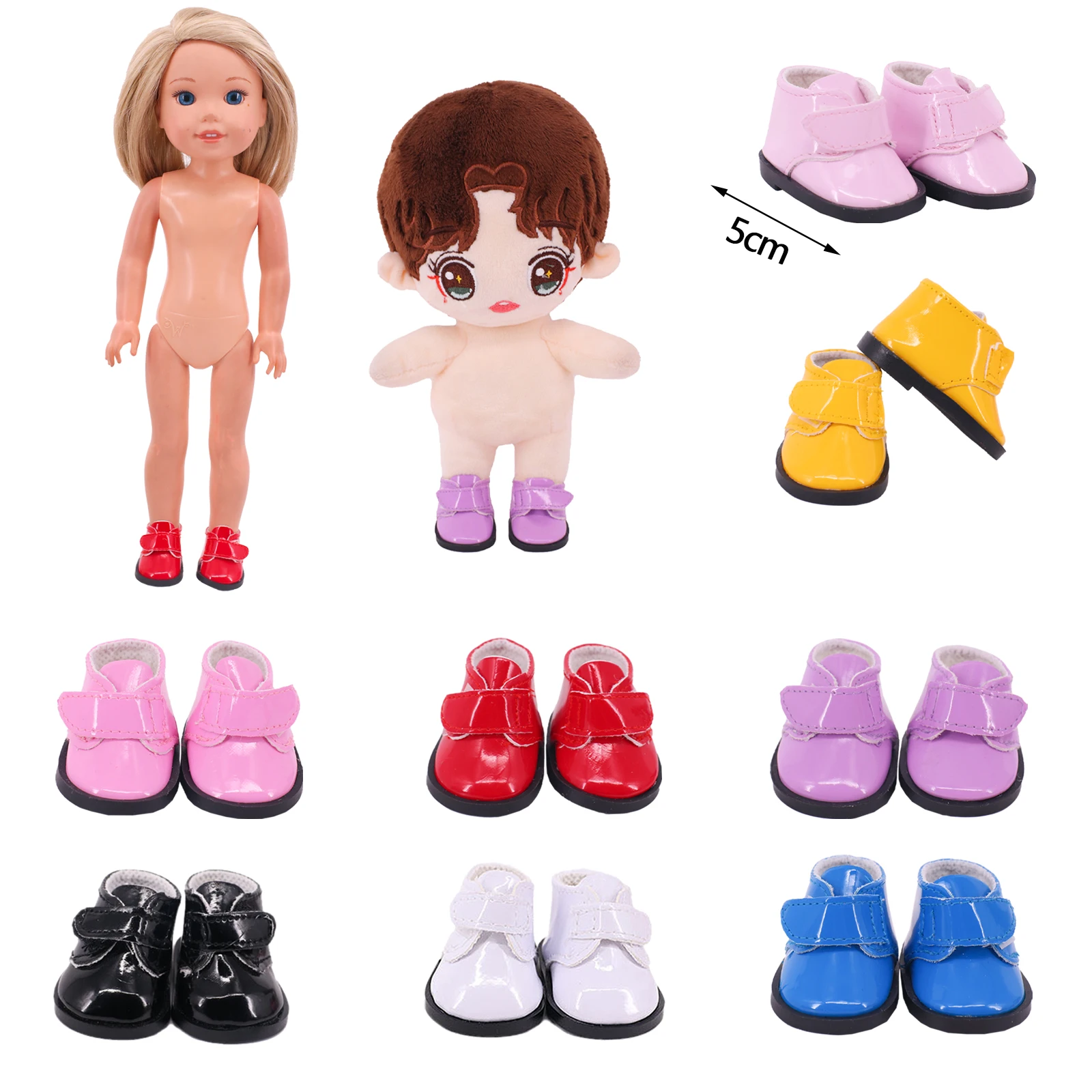 5Cm Doll Shoes Blythe Wellie Wisher Shiny Shoes Velcro&Laces For 14.5 Inch Doll&EXO&Paola Reina Doll Accessories Girl DIY Toys