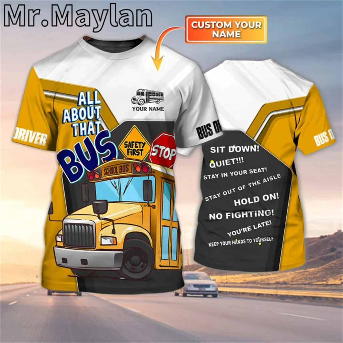 Nome Personalizzato School Bus Driver 3D All Over Print T Shirt Per Uomo/Donna All About That Bus Tshirt Gifts For Bus Drivers Camicie