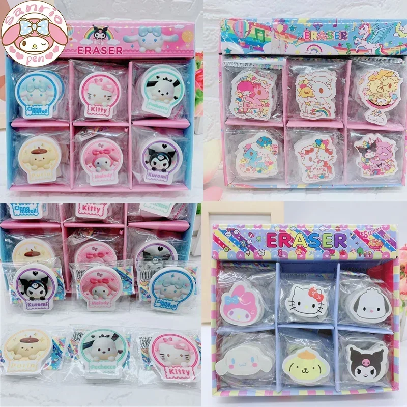 

30pcs Sanrio Cartoon Eraser Kuromi Melody Pochacco Styling Primary School Supplies Stationery Prizes Exquisite Gift Wholesale