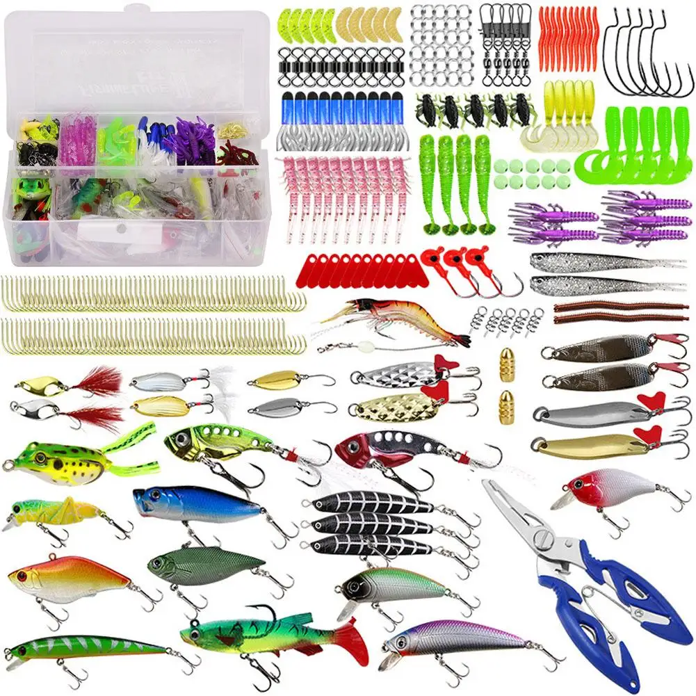 

301pcs Fishing Lures Tackle Box Bass Fishing Baits Including Kit For Lures Hooks Line Cutter Jig Head For Bass Trout Salmon